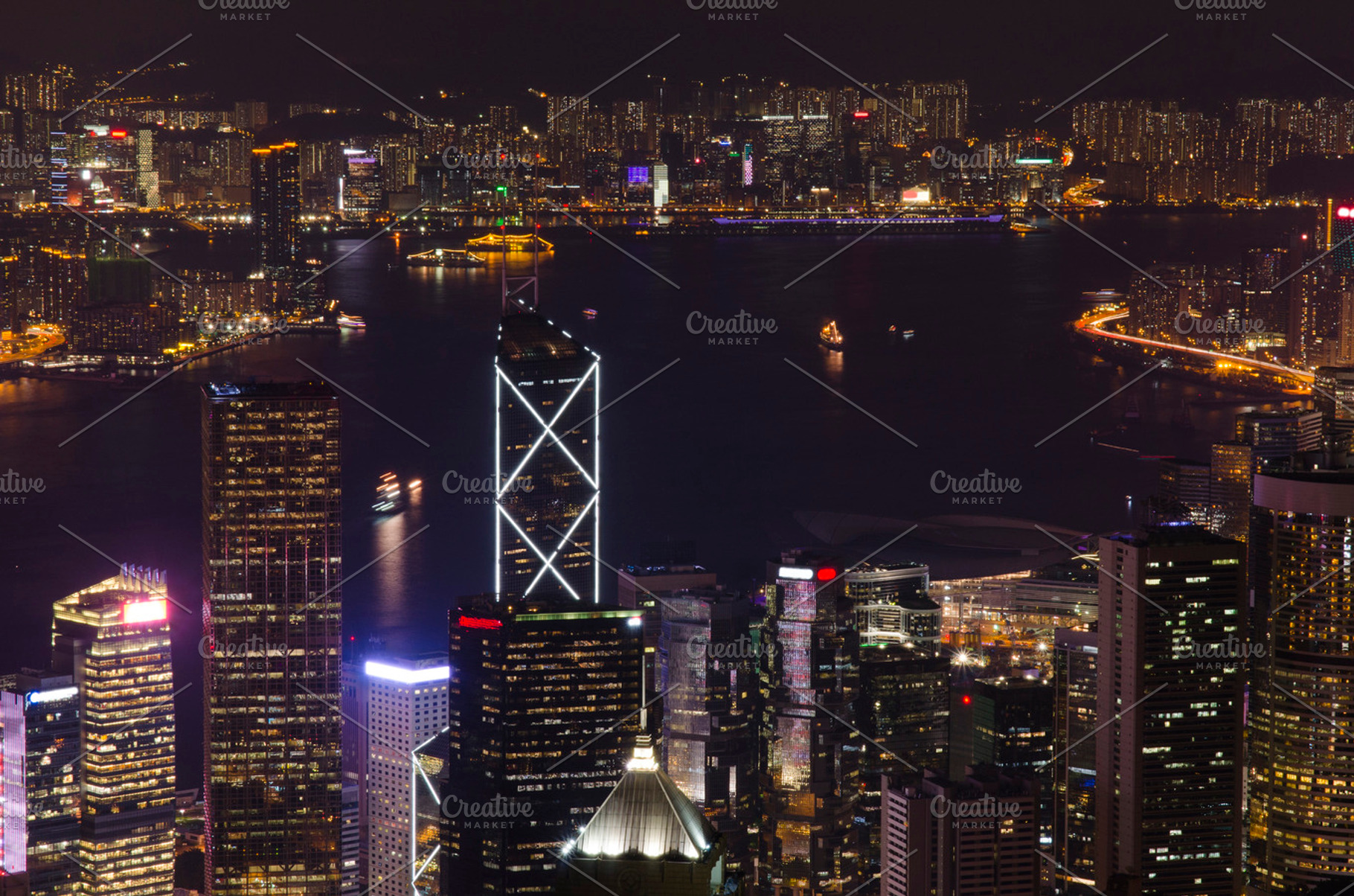 Hong kong containing tower, business, and night