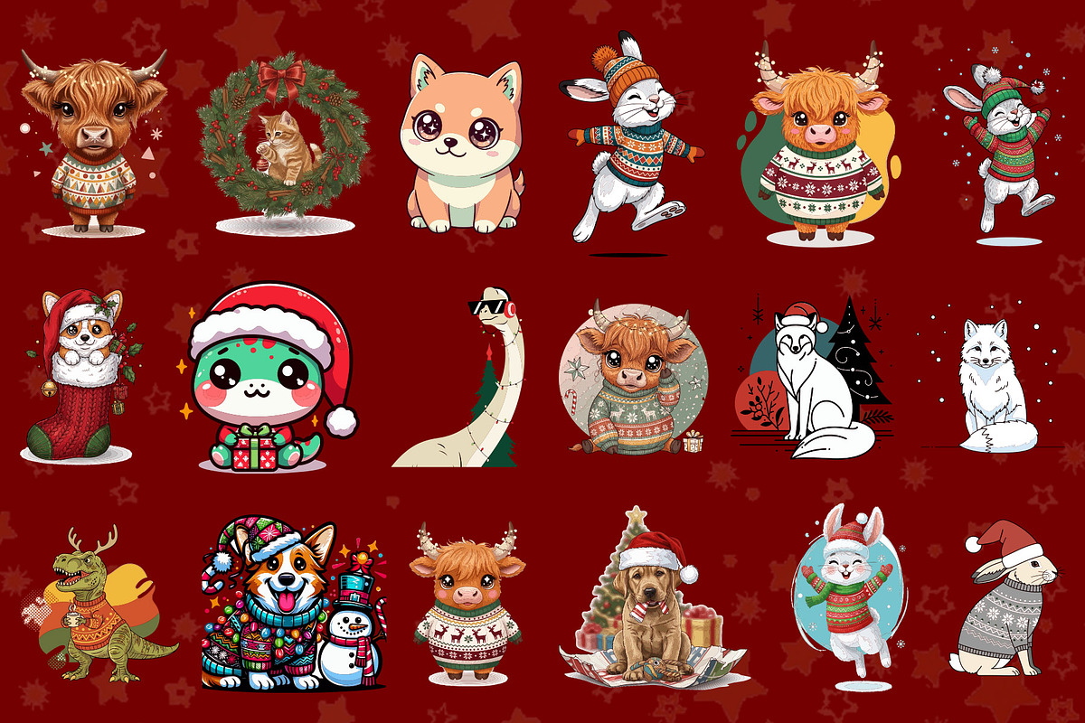 50 Cute christmas animal character, an Illustration by Sofia's Fashion (Photo 2 of 3)