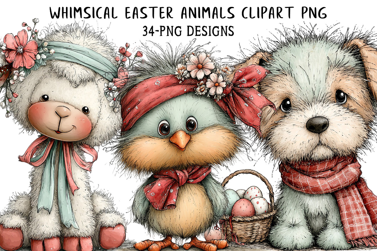 Whimsical Easter Animals Clipart PNG, an Illustration by Daily.Designs (Photo 1 of 8)