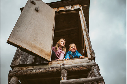 Siblings discovered a hunting blind, a Sports & Recreation Photo by HalfPoint