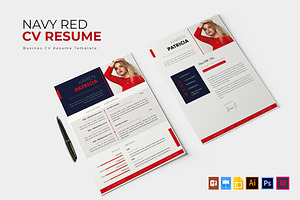 Navy Red CV & Resume