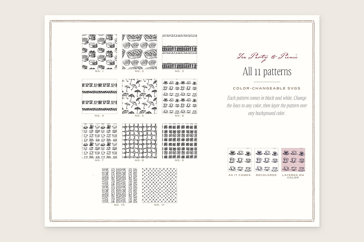 Tea Party & Picnic Seamless Patterns, a Pattern Graphic by The October Creative (Photo 2 of 12)