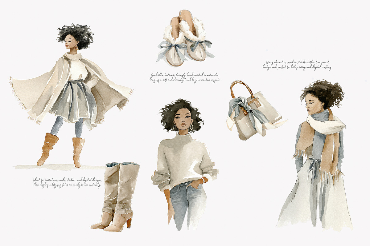 Winter watercolor clipart set, a Decorative Illustration by Patishop Art (Photo 6 of 10)
