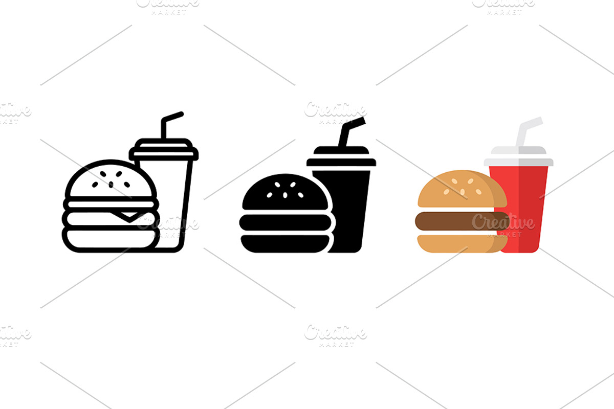 Burger & Drink Vector Design, a Solid Icon by Artonix (Photo 2 of 2)
