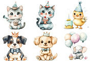 Birthday Baby Animal Clipart png, an Illustration by Watercolor design (Thumbnail 4 of 4)