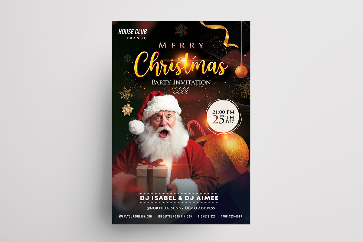 Merry Christmas Flyer Card Template, a Flyer Template by PixelsDesign (Photo 3 of 3)