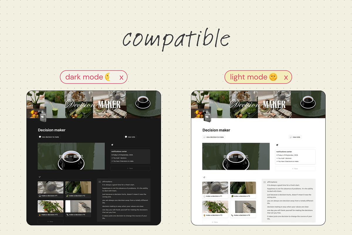 Decision maker - Notion template, an App Template by Iasan Design (Photo 11 of 11)