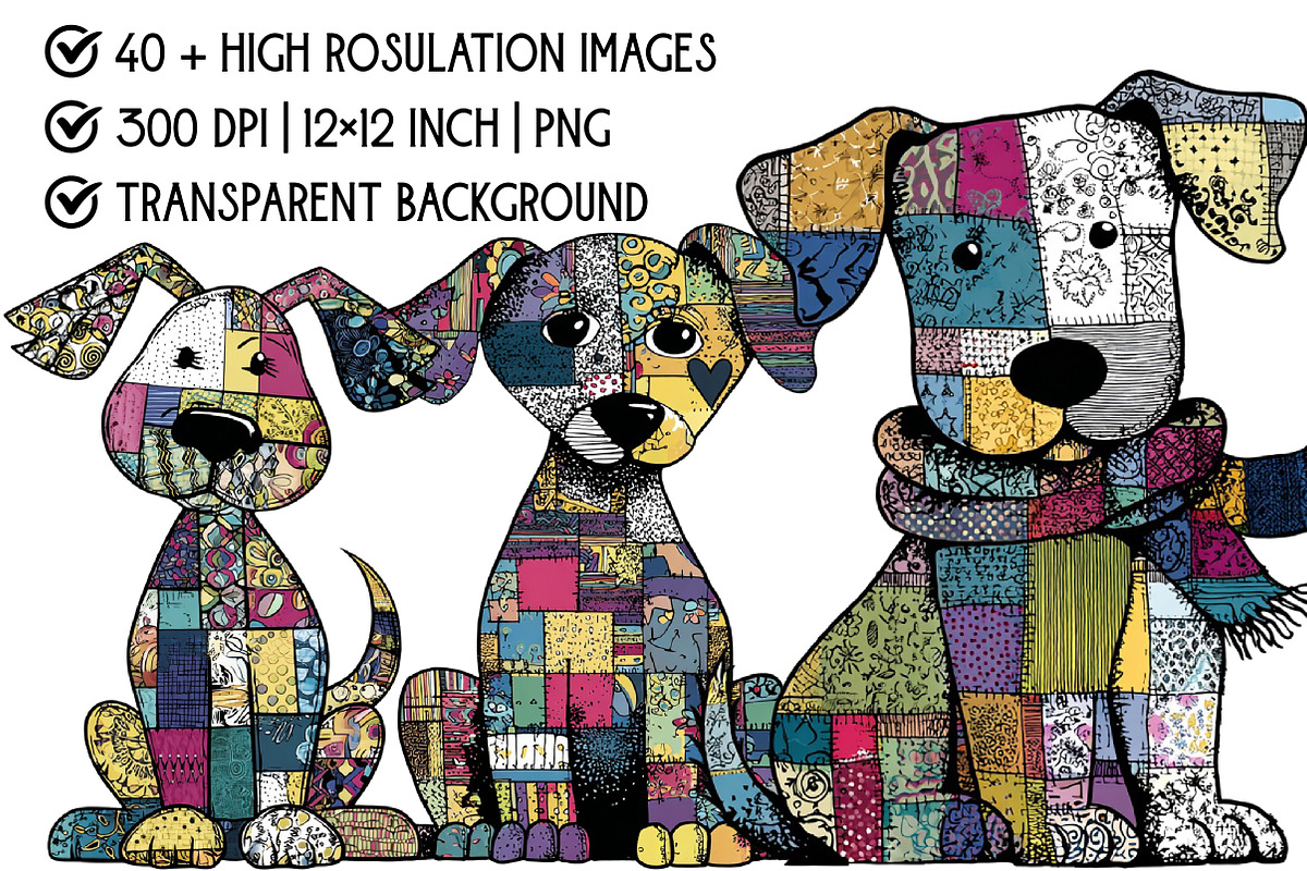 Colorful Patchwork Dog Clipart, an Illustration by Pixels.Craft (Photo 4 of 6)
