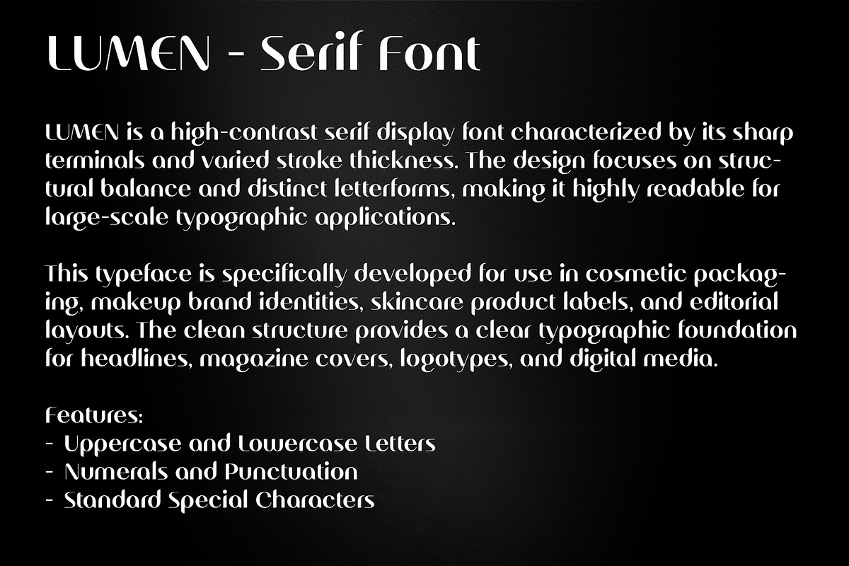 Lumen - High Contrast Serif Font, a Serif Font by OWPictures (Photo 7 of 8)