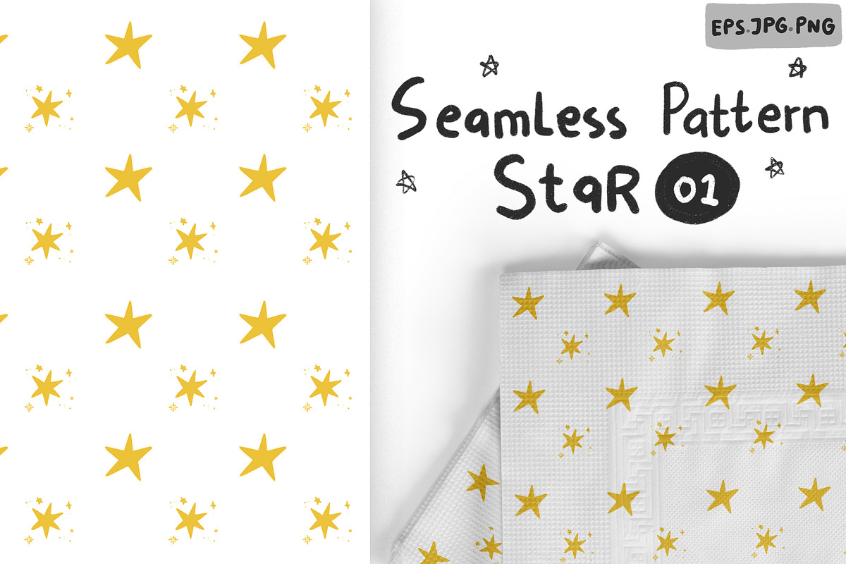 Star seamless pattern Vol 01, a Pattern Graphic by RizkaNurfazrina (Photo 1 of 6)