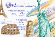 Water Color Landmark, an Object Graphic by NStudio (Thumbnail 1 of 12)