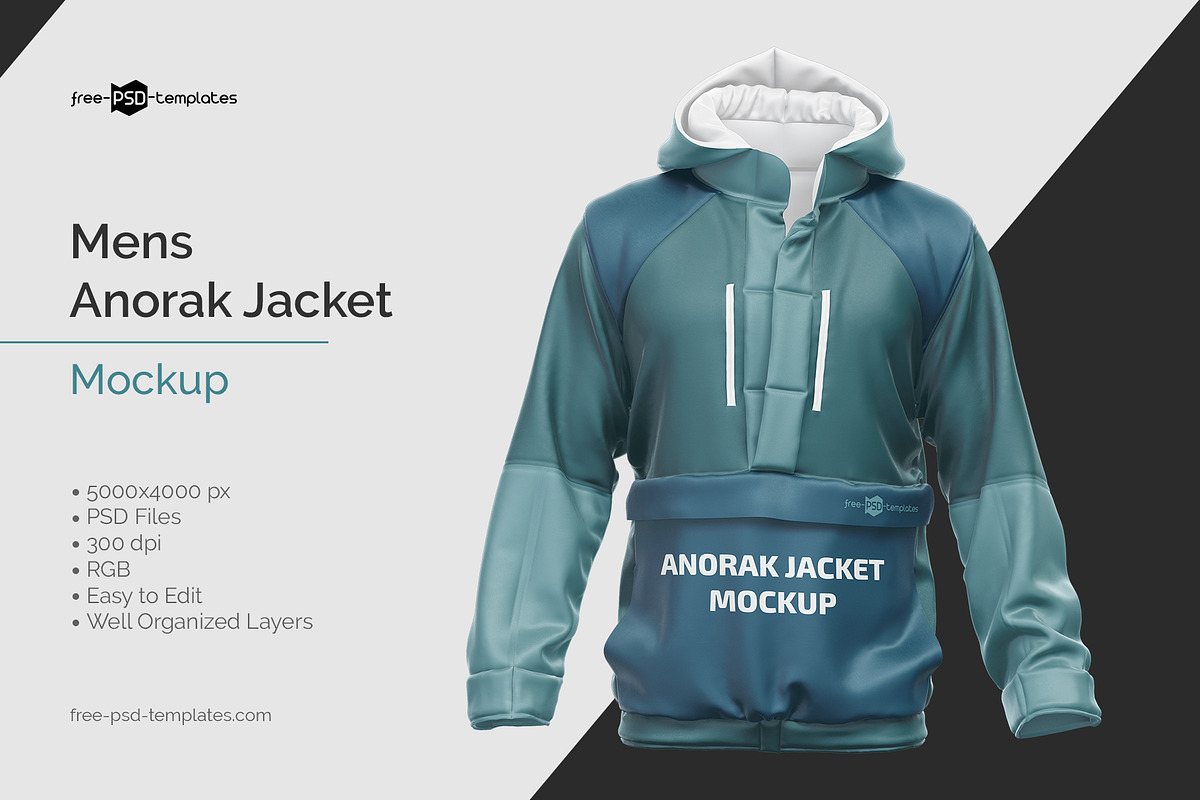 Mens Anorak Jacket Mockup, a Hoody Mockup by Free-PSD-Templates