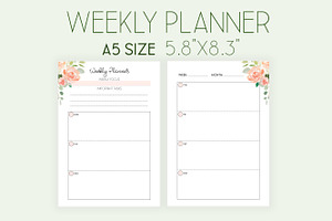 Weekly Planner A5 Inserts