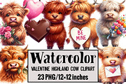 Valentine Highland Cow Clipart, an Illustration by Design Market (Thumbnail 1 of 3)