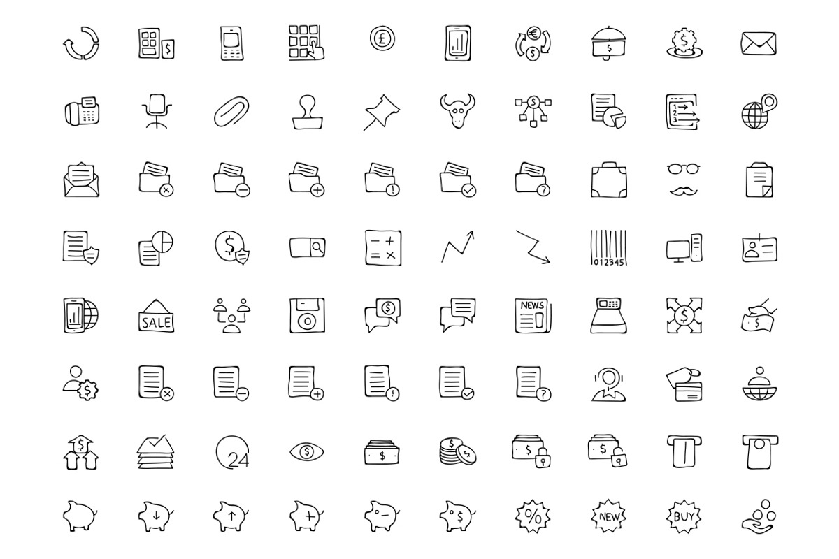 250+ Finance Hand Drawn Doodle Icons, an Outline Icon by Creative Stall (Photo 3 of 4)