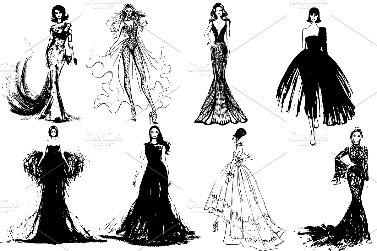 50 beautiful girls in evening dresse, a Decorative Illustration by AnastasiyaOleynik (Photo 3 of 7)