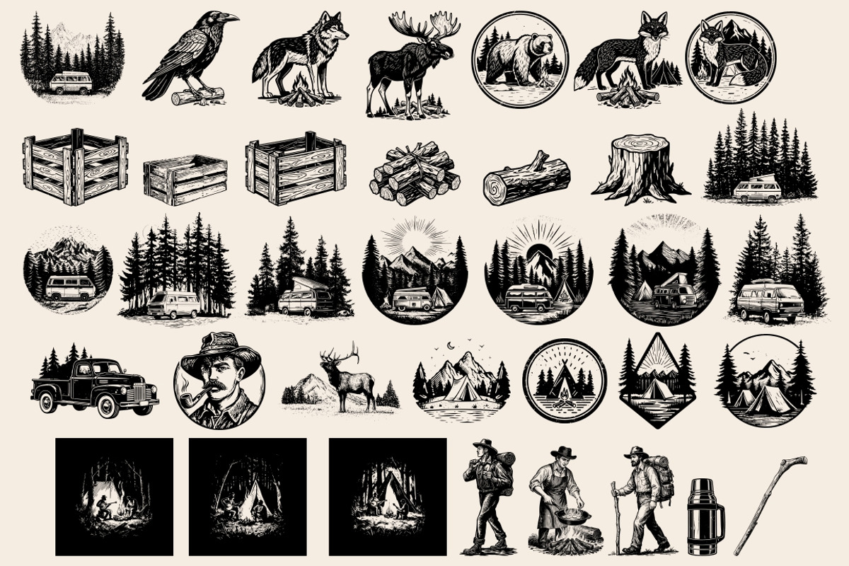 Vintage Outdoor Camping illustration, an Object Illustration by Nocturnal Wolf (Photo 16 of 18)