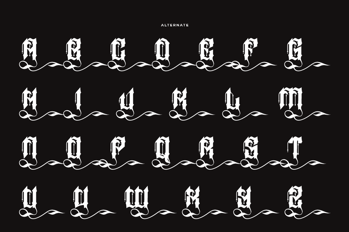 Jewal Glasmor - Tattoo Font, a Blackletter Font by QR Design Studio (Photo 13 of 14)