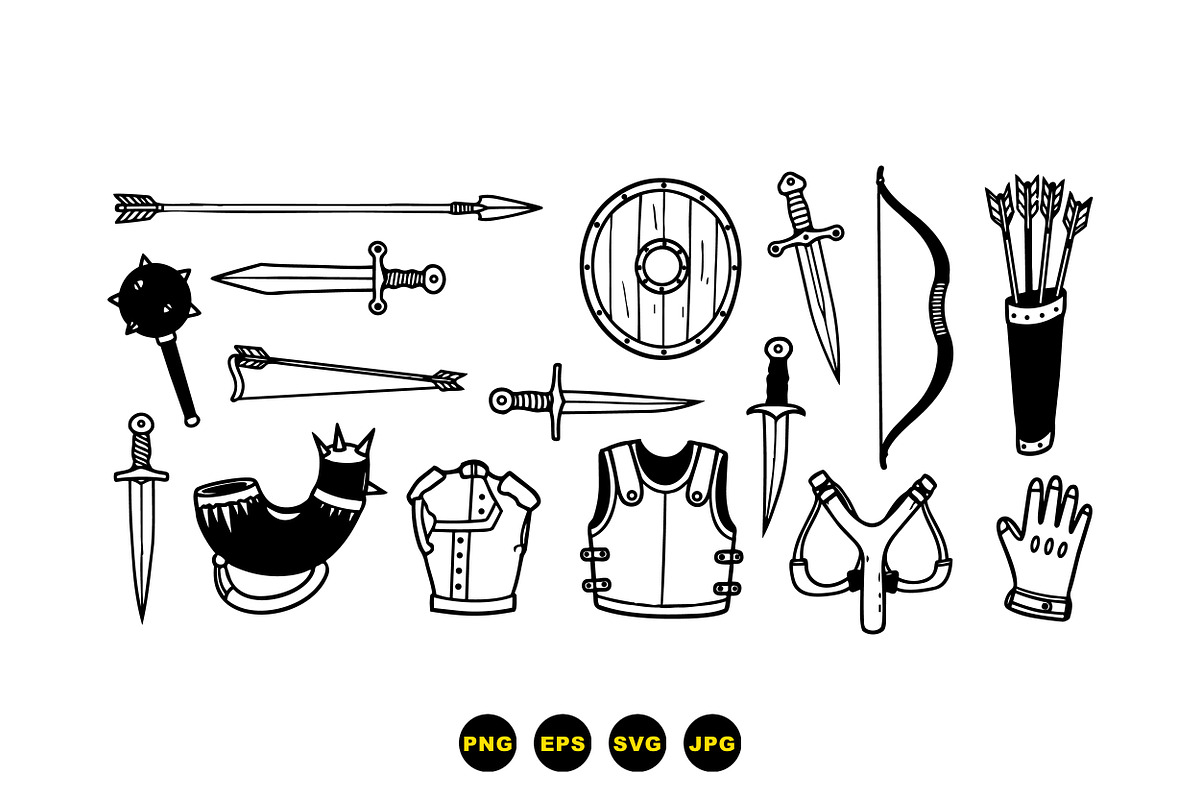 Medieval Weapon Vector Set, an Illustration by designvectx (Photo 3 of 3)