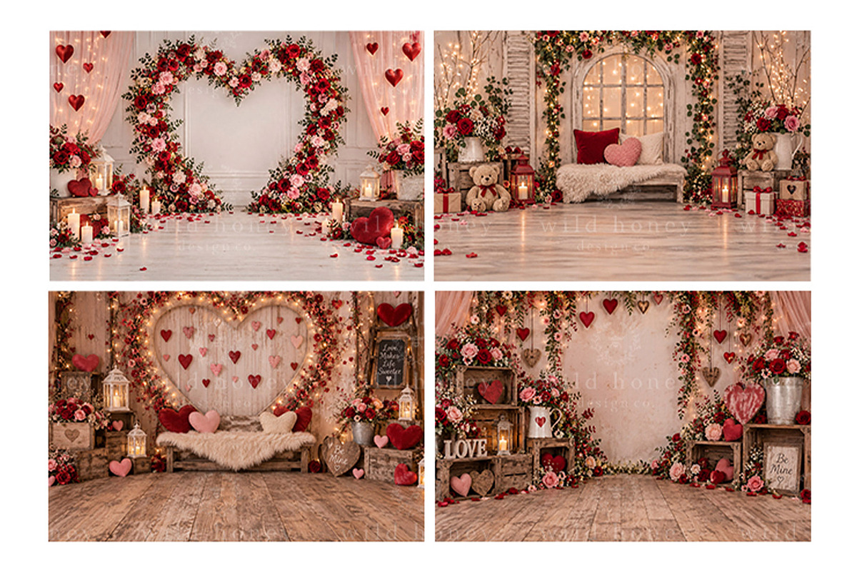 Valentines Studio Backdrop BUNDLE, a Layer Style Add-On by Wild Honey Design Co. (Photo 2 of 4)