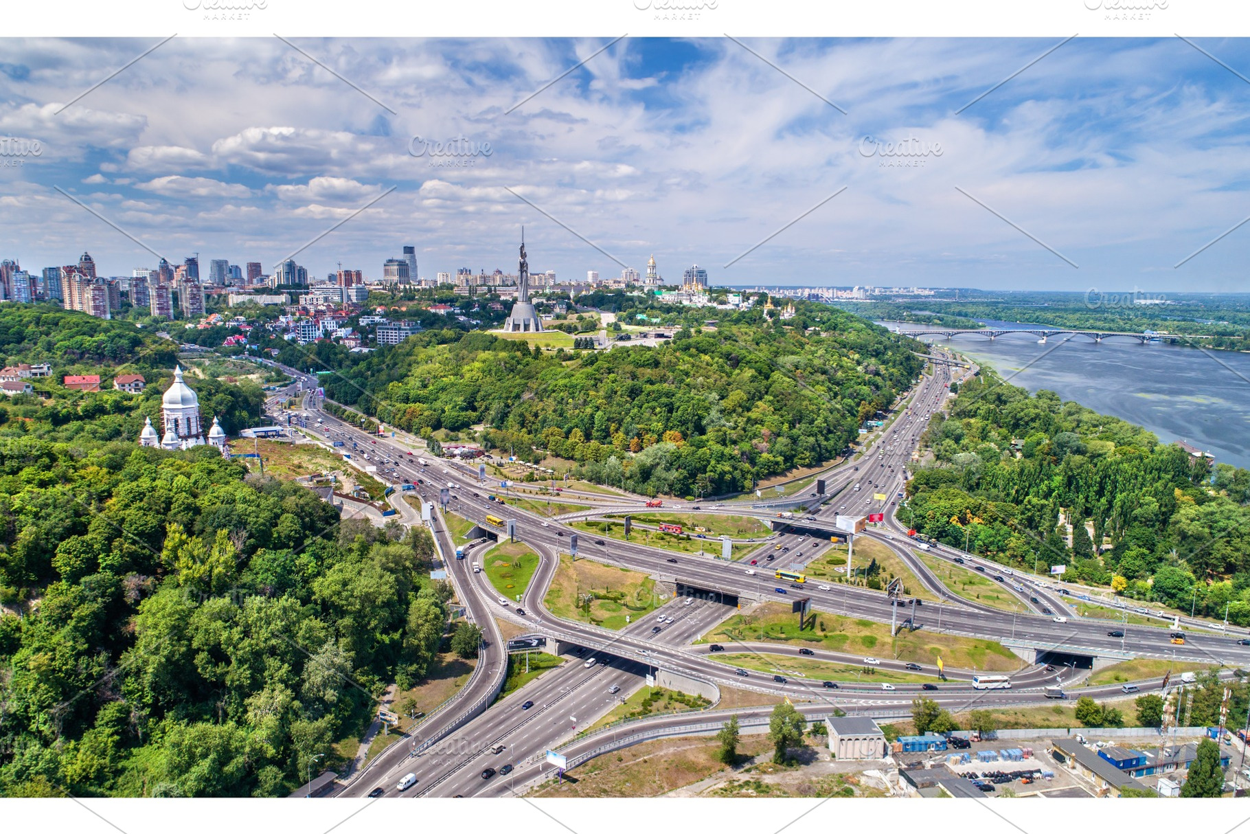 Aerial view of a turbine road interchange in kiev ukraine featuring kiev, a Transportation Photo by Leonid Andronov