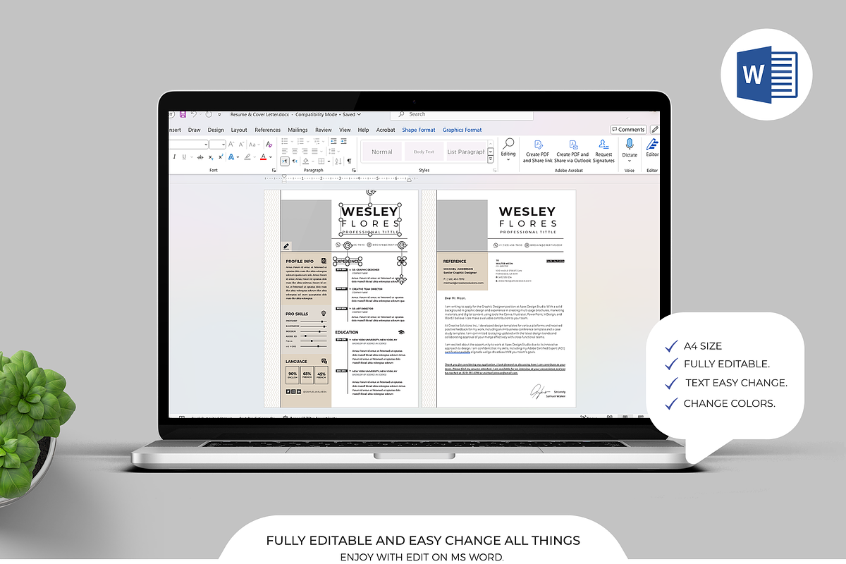 Resume / CV Canva Template & Word, a Resume Template by Template Zone (Photo 7 of 7)
