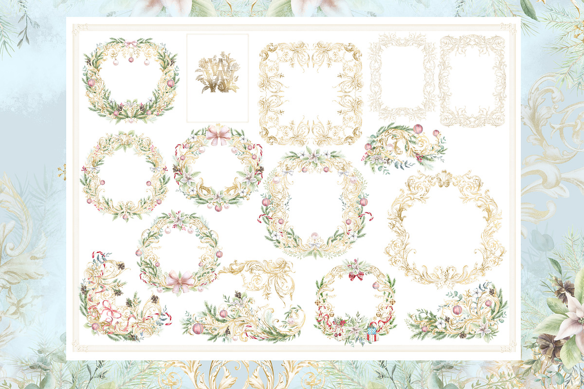 Watercolor Christmas ornament bundle, a Decorative Illustration by WonderWonder (Photo 2 of 20)