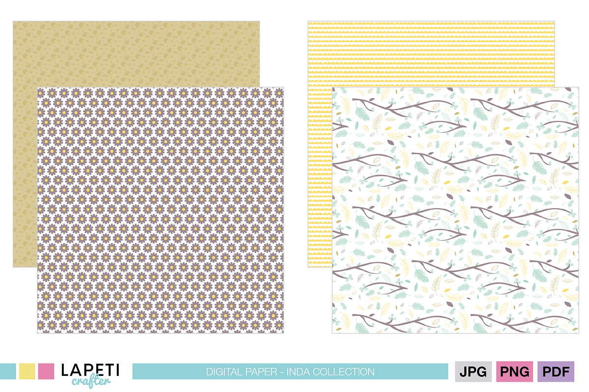 Botanical & Neutral Scrapbook Paper, a Pattern Graphic by Lapeticrafter (Photo 4 of 5)