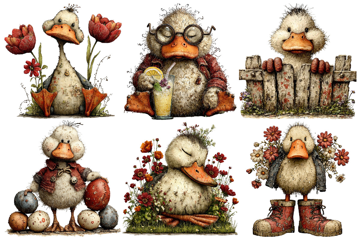 Whimsical Easter Duck Clipart, an Illustration by Pixels.Craft (Photo 6 of 6)