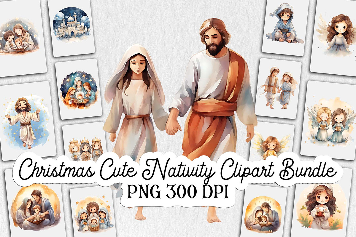 Christmas Cute Nativity Clipart Bund, an Illustration by Moon Studio (Photo 2 of 11)
