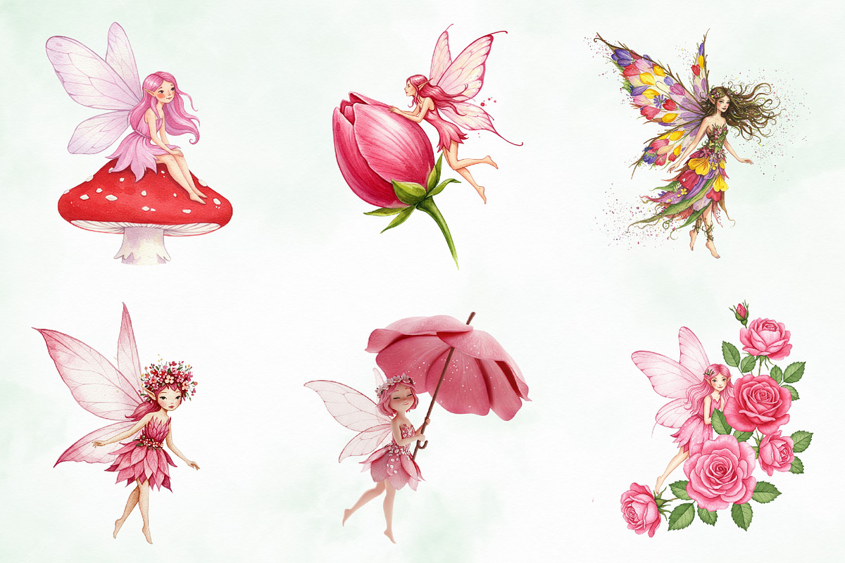 Watercolor Magical Garden Pink Png, an Illustration by Creative Art (Photo 8 of 8)