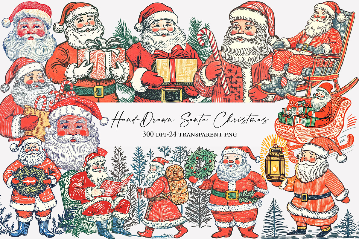 Hand-Drawn Santa Christmas Png, an Illustration by Designworld (Photo 1 of 6)