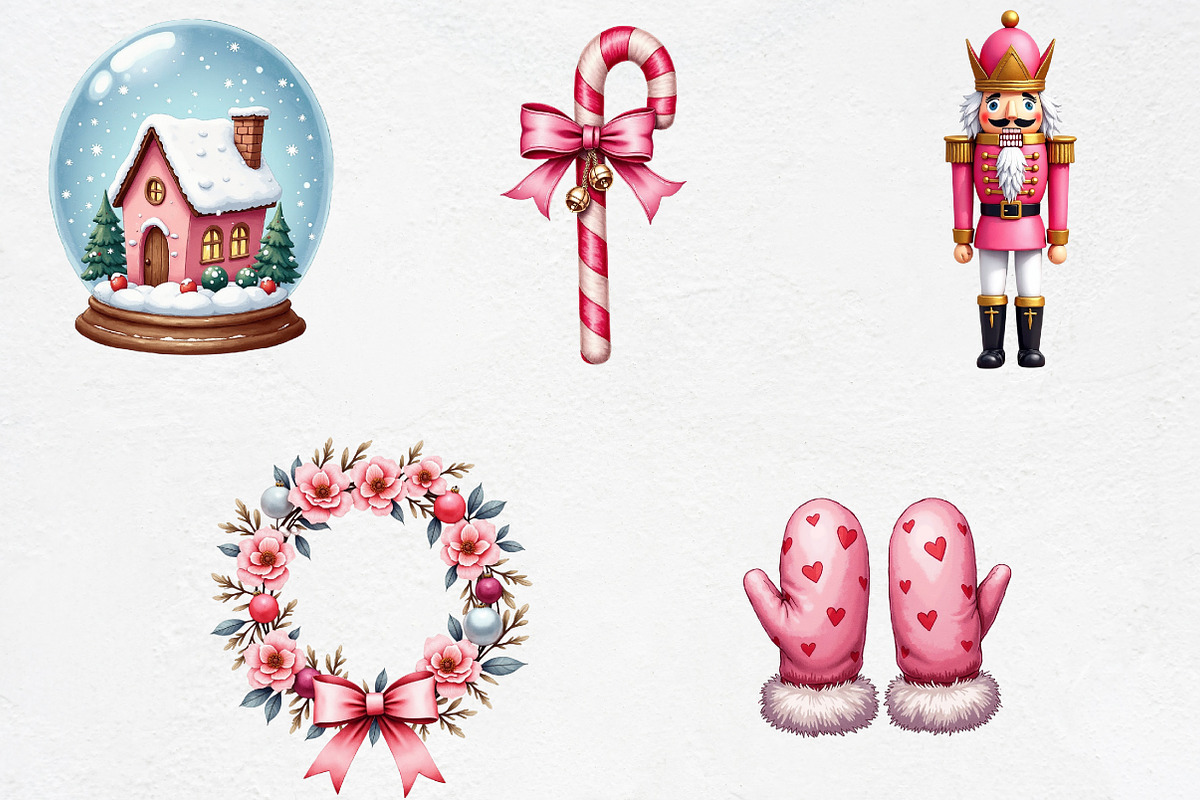 Preppy Pink Christmas Clipart, an Illustration by CrexoraLab (Photo 4 of 5)