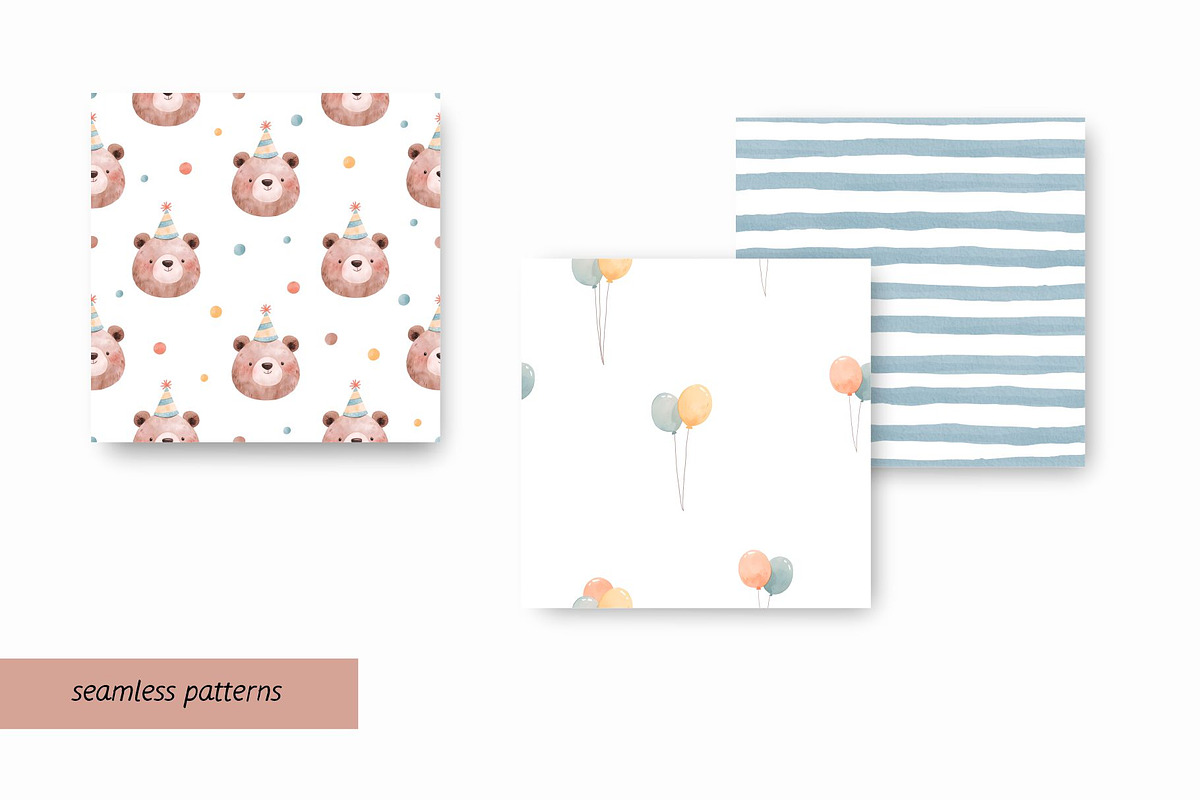 Watercolor Birthday Bear, a Decorative Illustration by MilaCreator (Photo 2 of 6)