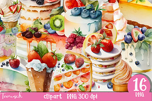 Watercolor Pastry Clipart Part 1