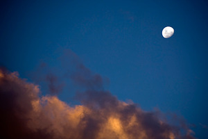 White Moon and Dusk Clouds, a Nature Photo by THP Creative
