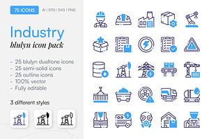 75 Industry Icon Pack, a Duotone Icon by Bilicube Studio