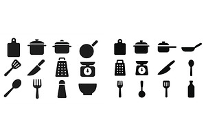 Black kitchen utensils and tools, a Food Illustration by ZinetroN