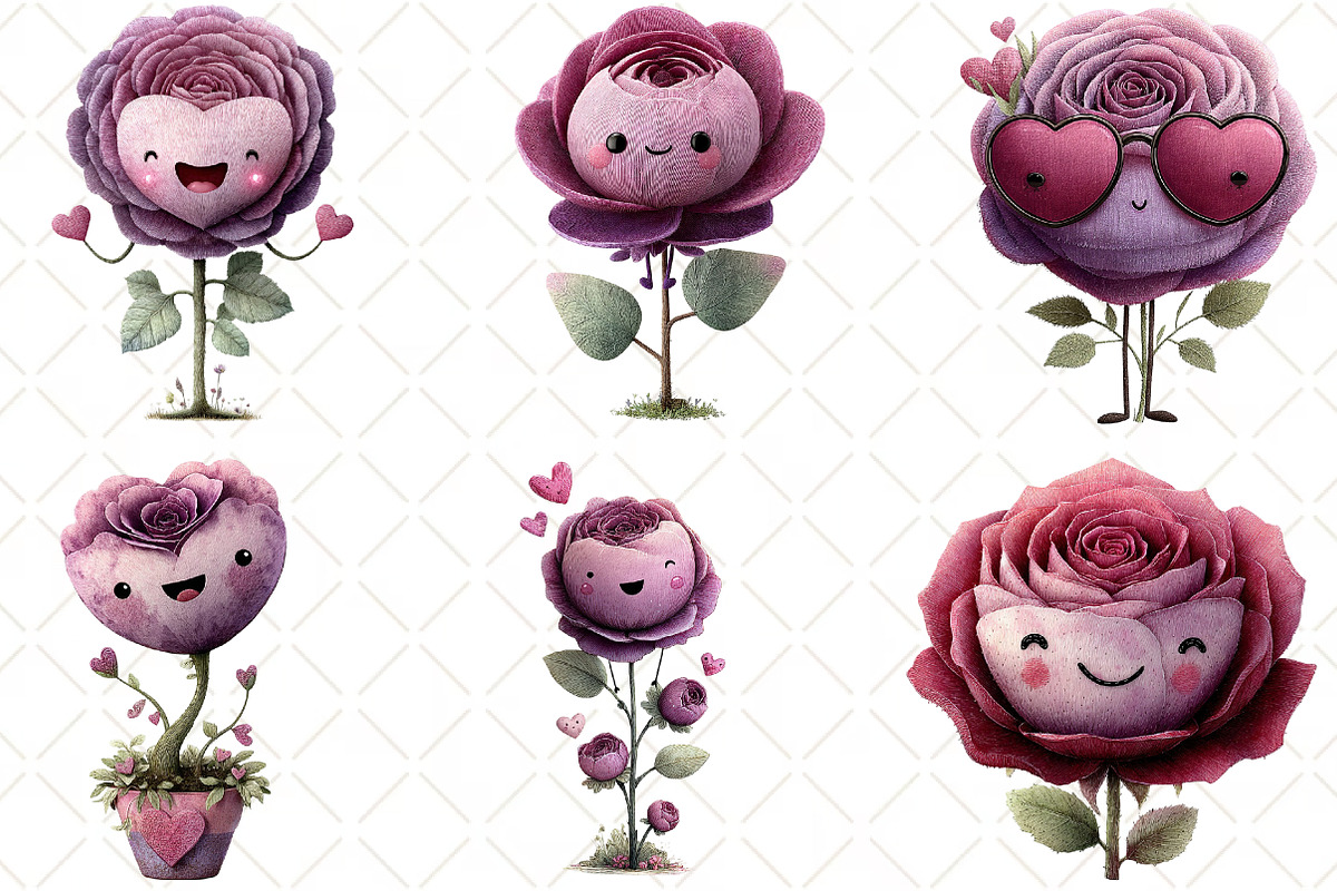 Quirky Valentine Rose Flower Clipart, an Illustration by Black Bird Studio (Photo 6 of 6)