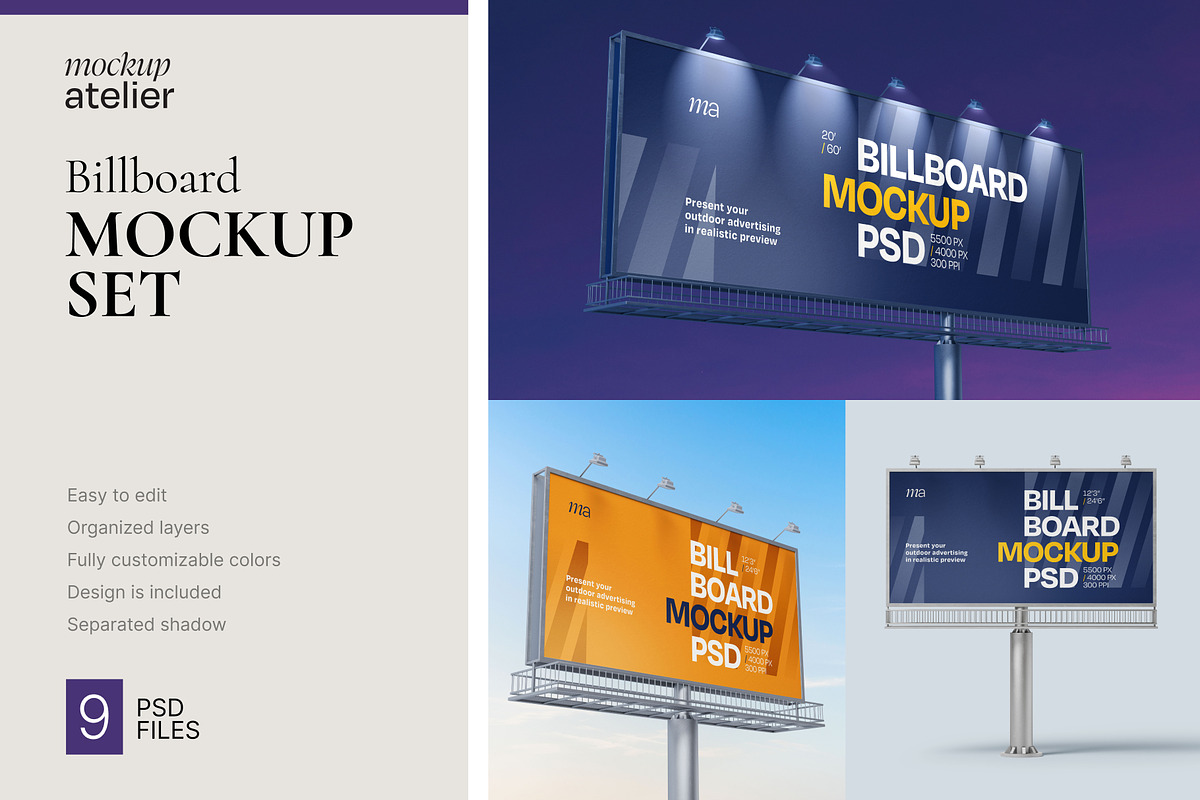 Billboard Mockup Set, a Print Template by mockupatelier (Photo 1 of 12)