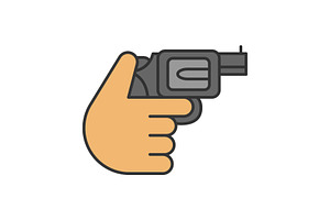 Hand Holding Revolver Color Icon