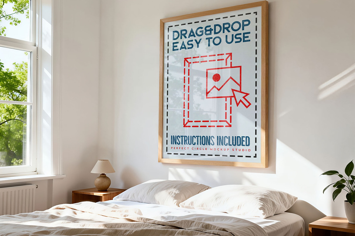 Bedroom ISO Poster Frame Mockup, a Mockup by DesignRocket (Photo 3 of 9)