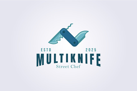 multitool knife logo template illust