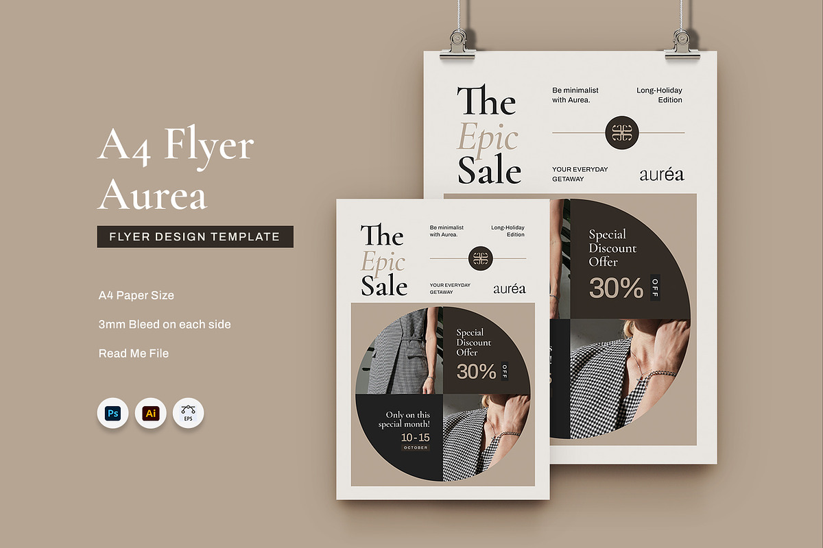 Aurea Fashion Brand - Flyer Template, a Flyer Template by Fannan Studio (Photo 1 of 3)
