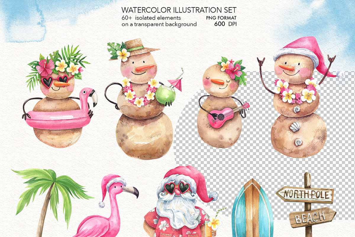 Tropical New Year Party, a Texture Illustration by Watercolor by Tonia Tkach (Photo 2 of 10)