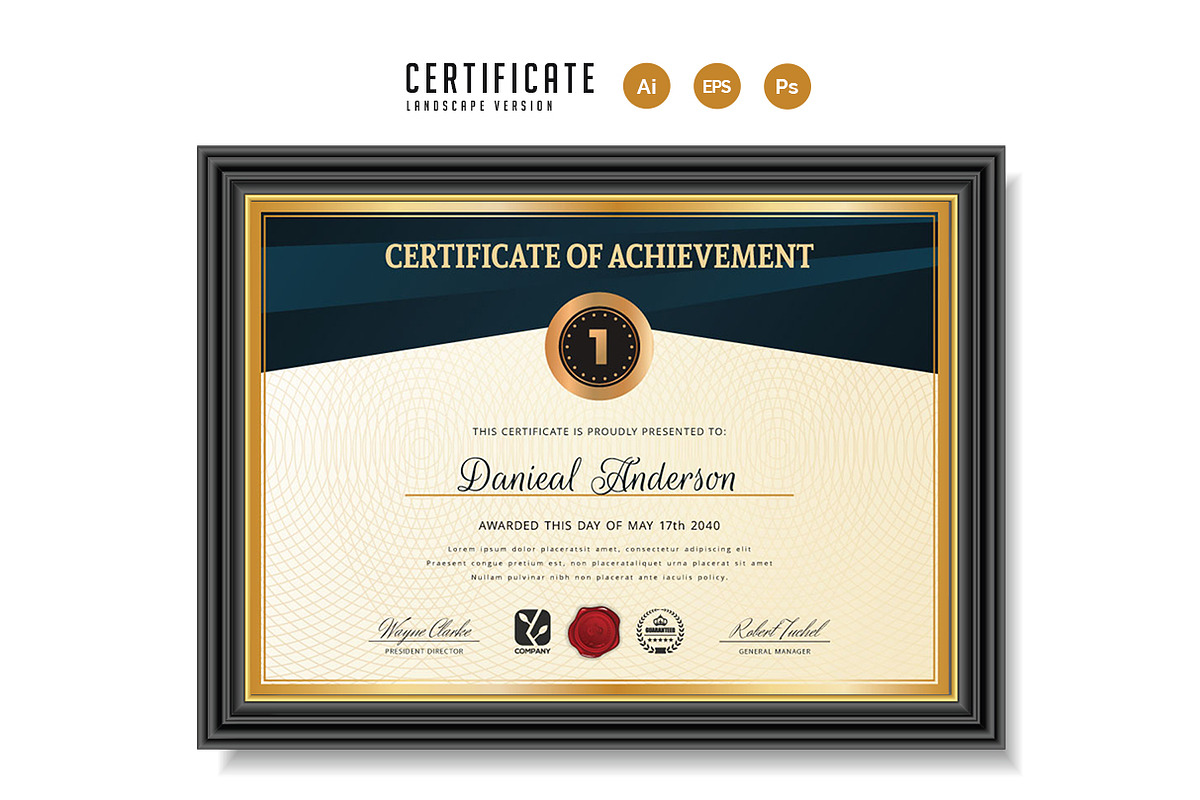 570. Modern Certificate Template, a Stationery Template by CreativeRezwan (Photo 2 of 3)