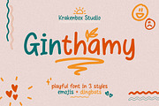 Ginthamy - Playful Font, a Font by Krakenbox Studio (Thumbnail 1 of 15)