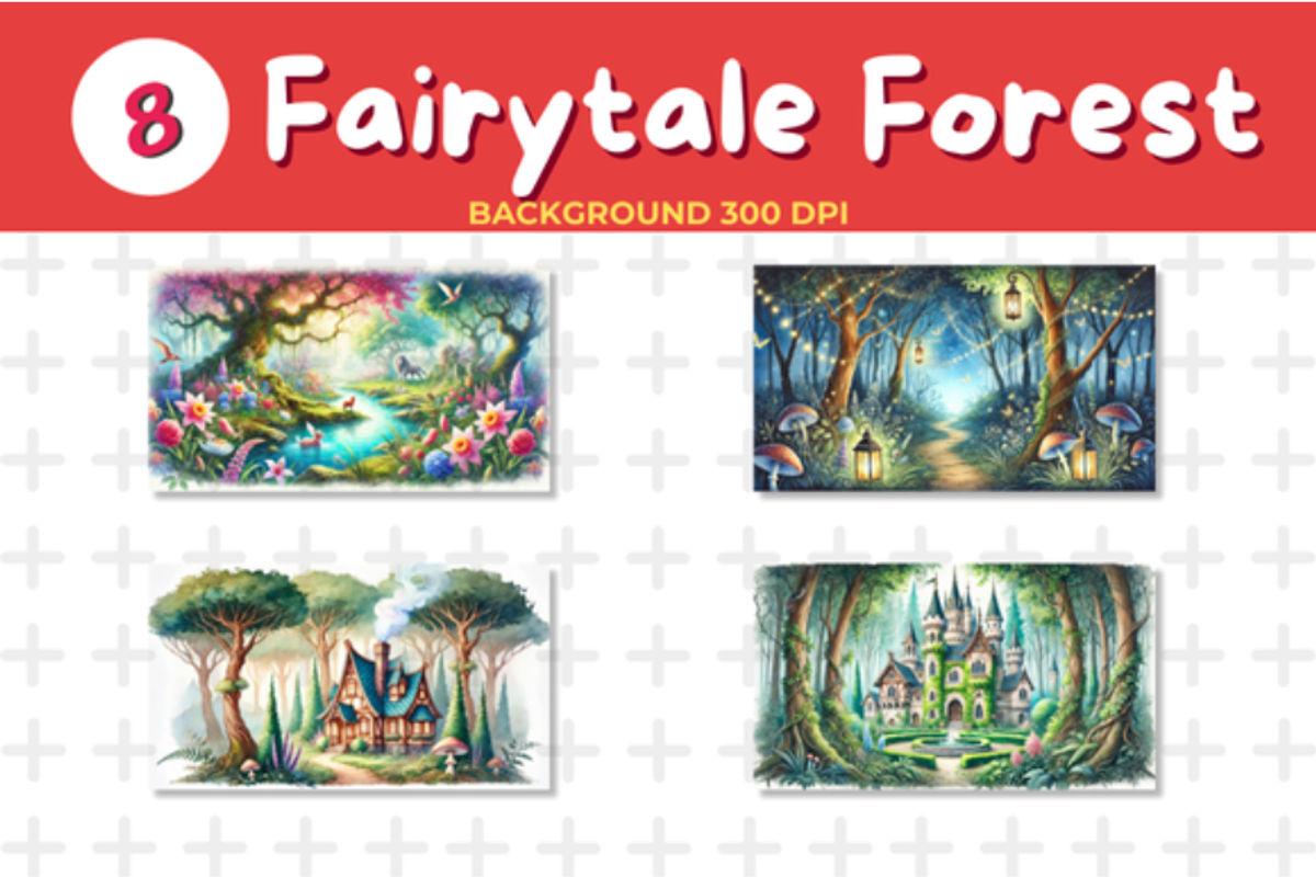 Watercolor Fairytale Forest Backgrou, a Background Graphic by John_Walker (Photo 2 of 3)