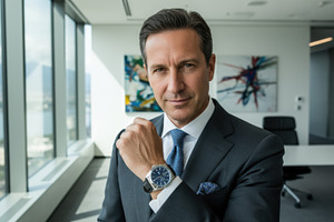 Successful businessman in a modern corporate office