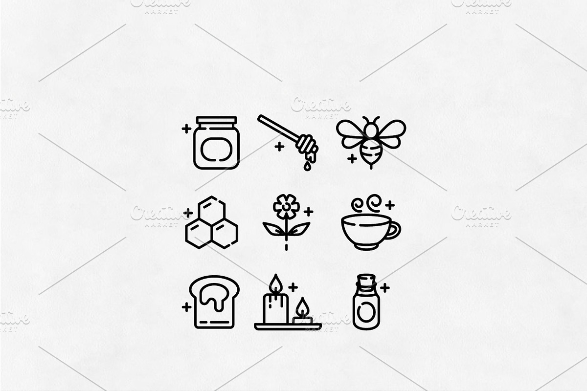Honey Time Line Icons Set, an Outline Icon by Lyolya Profitrolya (Photo 2 of 2)